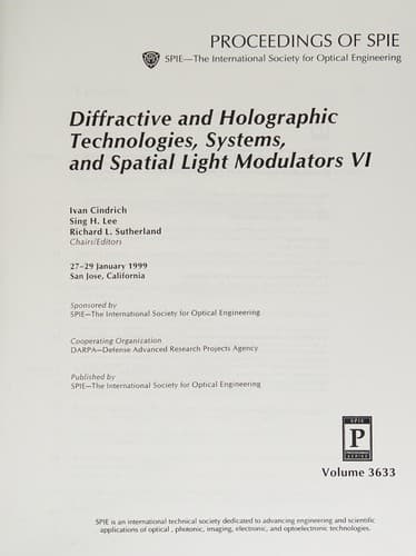 Tapa de Diffractive and Holographic Technologies, Systems, and Spatial Light Modulators VI