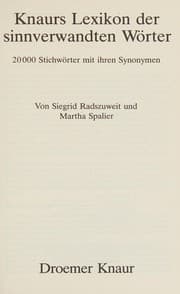 Tapa de Knaurs Lexikon der sinnverwandten Wörter