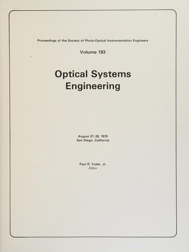 Tapa de Optical systems engineering