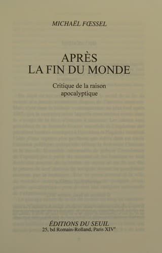 Tapa de Après la fin du monde
