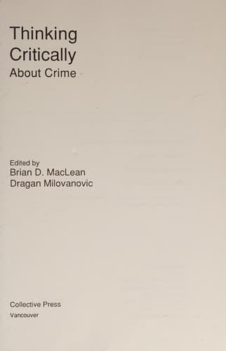 Tapa de Thinking critically about crime
