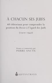Tapa de À chacun ses Juifs