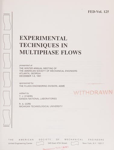 Tapa de Experimental techniques in multiphase flows