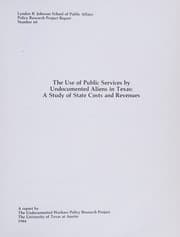 Tapa de The Use of public services by undocumented aliens in Texas