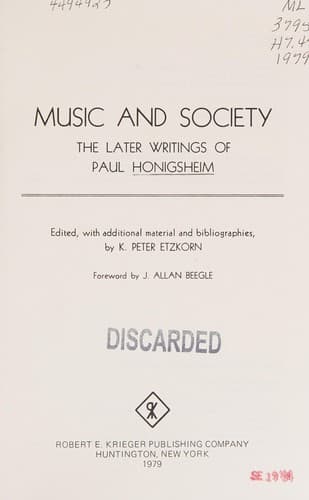 Tapa de Music and society