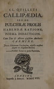 Tapa de Cl. Quilleti Callipaedia, seu de pulchrae prolis habendae ratione, poema didacticon