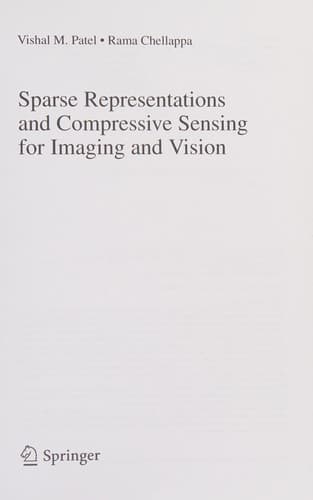 Tapa de Sparse Representations and Compressive Sensing for Imaging and Vision