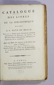 Tapa de Catalogue des livres de feu A.-C. Patu de Mello