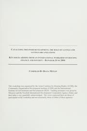 Tapa de Catalysing pro-poor development, the role of savings and savings organizations