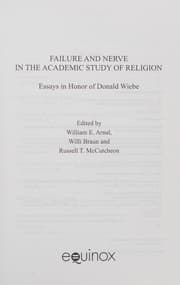 Tapa de Failure and nerve in the academic study of religion