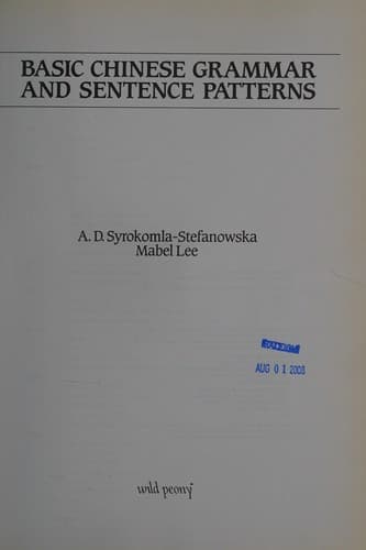 Tapa de Basic Chinese grammar and sentence patterns
