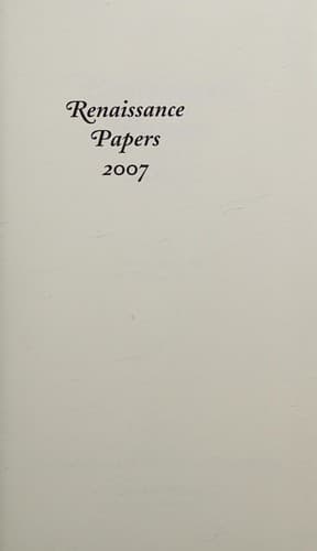 Tapa de Renaissance Papers 2007
