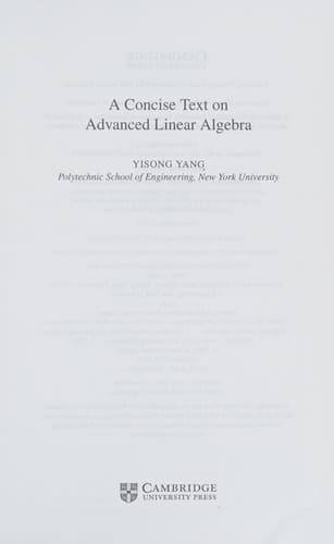 Tapa de Concise Text on Advanced Linear Algebra