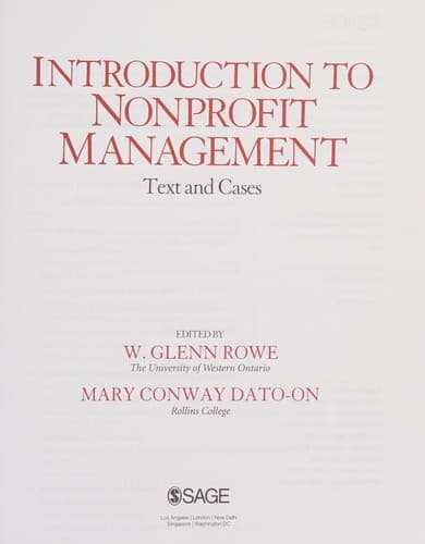 Tapa de Introduction to nonprofit management