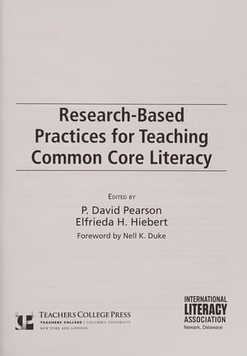 Tapa de Research-based practices for teaching common core literacy