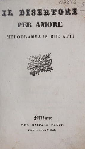 Tapa de Il disertore per amore