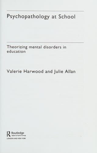 Tapa de Psychopathology at School