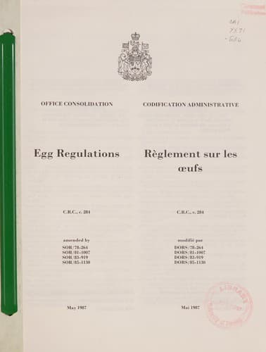 Tapa de Egg Regulations