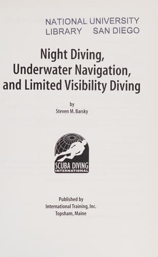 Tapa de Night Diving, Underwater Navigation, and Limited Visibility Diving