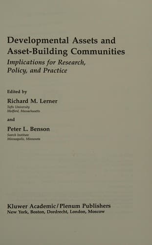 Tapa de Developmental assets and asset-building communities