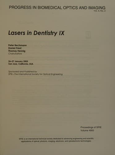 Tapa de Lasers in dentistry IX