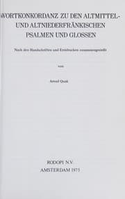 Tapa de Wortkonkordanz zu den altmittel- und altniederfränkischen Psalmen und Glossen