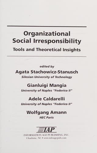 Tapa de Organizational Social Irresponsibility