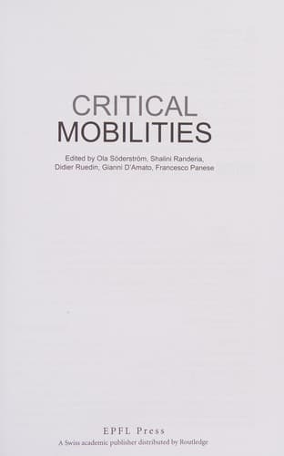 Tapa de Critical Mobilities