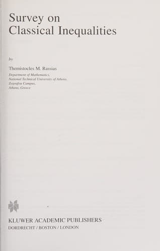 Tapa de Survey on classical inequalities