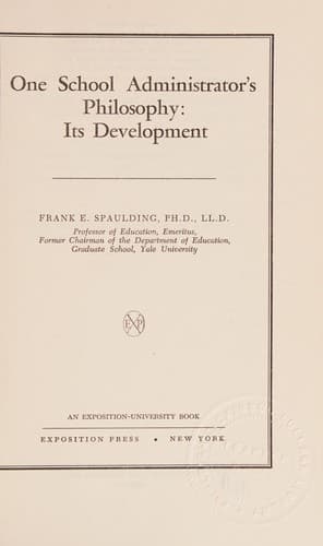 Tapa de One school administrator's philosophy: its development