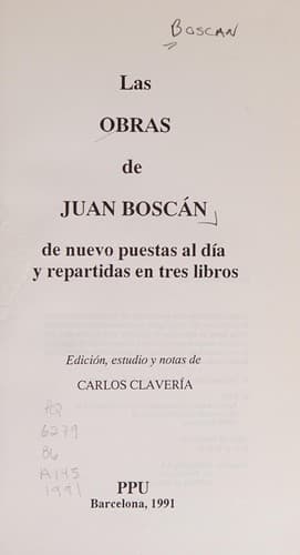 Tapa de Las obras de Juan Boscán