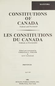 Tapa de Constitutions of Canada, Federal and Provincial = Les Constitutions Du Canada, F±Ed±Erale Et Provinciales