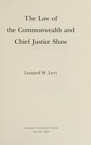 Tapa de The law of the commonwealth and Chief Justice Shaw