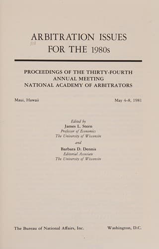 Tapa de Arbitration issues for the 1980s