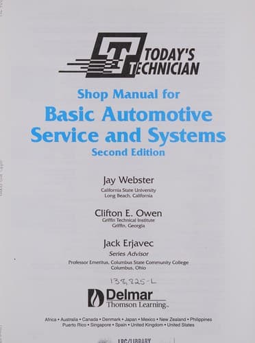 Tapa de Basic automotive service and systems