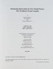 Tapa de Financing innovation in new small firms