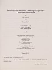 Tapa de Impediments to advanced technology adoption for Canadian manufacturers