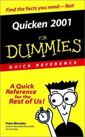 Tapa de Quicken 2001 for dummies quick reference
