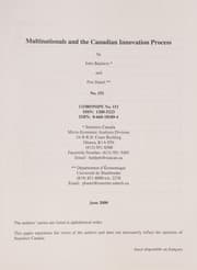 Tapa de Multinationals and the Canadian innovation process