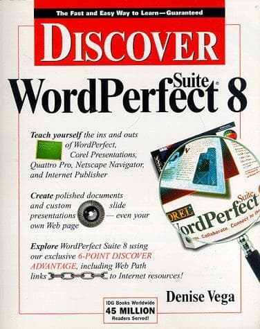 Tapa de Discover WordPerfect suite 8