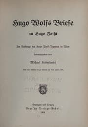 Tapa de Hugo Wolf's briefe an Hugo Faisst