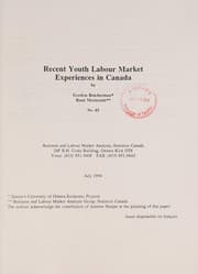 Tapa de Recent youth labour market experiences in Canada