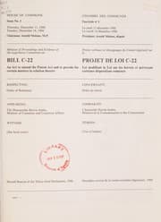 Tapa de Minutes of proceedings and evidence of the legislative committee on Bill C-22 - an act to amend the Patent Act and to provide for certain matters in relation thereto