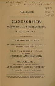 Tapa de Manuscripts, historical and miscellaneous, mostly Italian