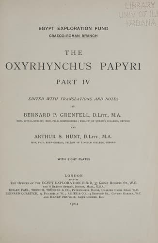 Tapa de The Oxyrhynchus papyri