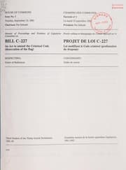 Tapa de Minutes of proceedings and evidence of Legislative Committee on Bill C-227, an act to amend the Criminal Code (desecration of the flag)