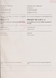 Tapa de Minutes of proceedings and evidence of legislative committee C on Bill C-2, an act to amend the National Energy Board Act