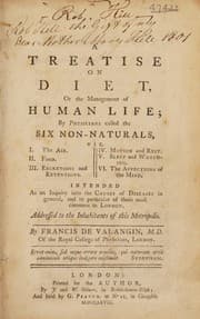 Tapa de A treatise on diet, or the management of human life; by physicians called the six non-Naturals, viz. I. The air. II. Food. III. Excretions and retentions. IV. Motion and rest. V. Sleep and watching. VI. The affections of the mind. Intended as an inquiry into causes of diseases in general, and in particular of those most common in London ...