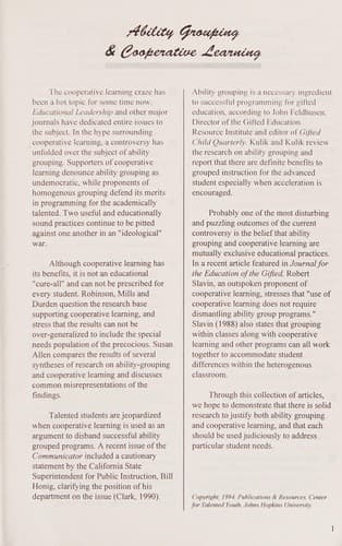 Tapa de Ability Grouping and Cooperative Learning
