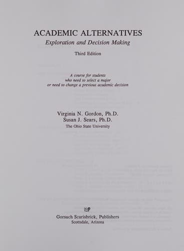 Tapa de Academic alternatives : exploration and decision making ;